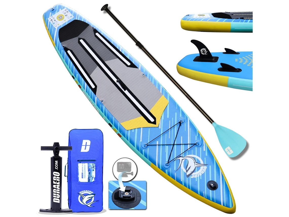 Tabla de Stand up Paddle Inflable, Set de Tabla SUP, 330x76x15cm, hasta 150kg, Accesorios Completos, Nuevo color Azul DURAERO