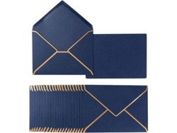 24 Sobres Adhesivos De 133*193 Mm Con Borde Dorado Para Invitaciones De Fiesta, Azul Marino