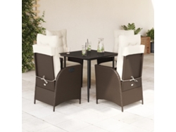 Juego de comedor de jardín de 5 piezas con cojines de mimbre marrón de DKD Home Decor
