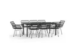 Maison Exclusive - Juego De Comedor De Jardín 9 Piezas Ratán Sintético Negro