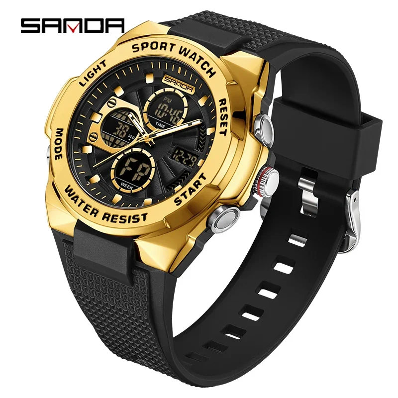 Reloj Deportivo Elegante Con Alarma, Cronómetro, Luz Led, Visualización De Doble Zona Horaria Y Resistencia Al Agua.