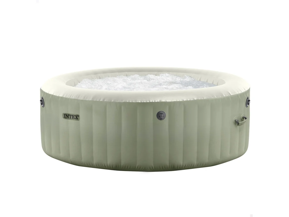 Spa hinchable Intex con hidromasaje de burbujas, verde oliva, para 6 personas, 216 x 71 cm.