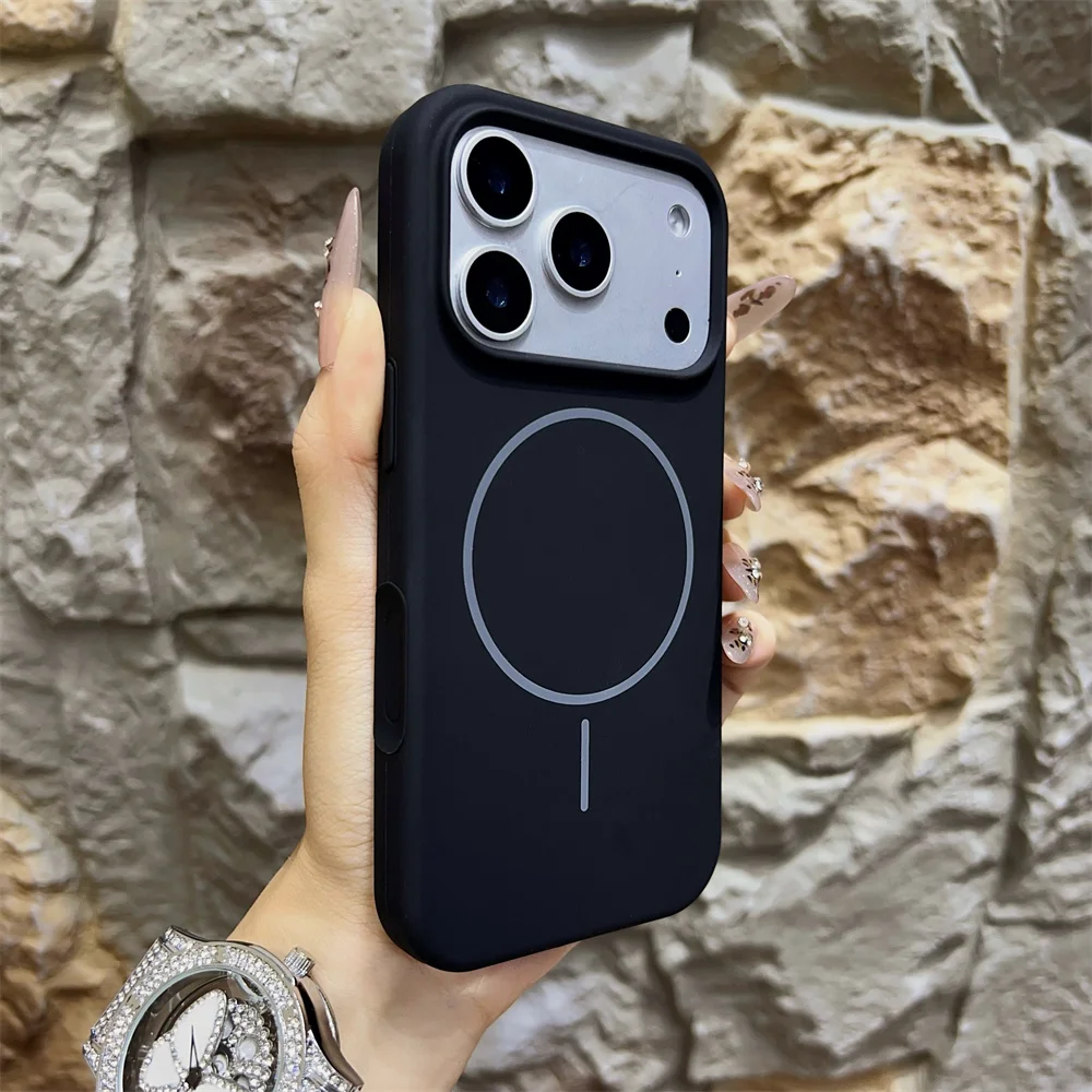 (iphone 17 Pro, Negro) Funda Magnética Magsafe Para Teléfono, Fabricada En Silicona Líquida, Suave Al Tacto.
