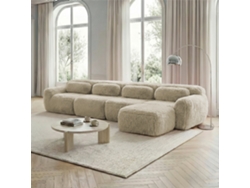 Sofá Modular L 4 Plazas - Chaiselongue, Premium Felpa, Sin Montaje, Con Cojines - Khaki Claro
