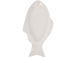 Plato De Porcelana Blanca Con Forma De Pez De 28 Cm Para Comidas Caseras.