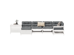 Conjunto de sofás de jardín de 7 piezas en pino macizo y blanco DKD Home Decor