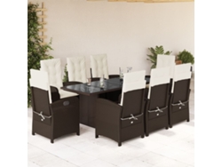 Juego de comedor de jardín de 9 piezas con cojines de mimbre marrón de DKD Home Decor