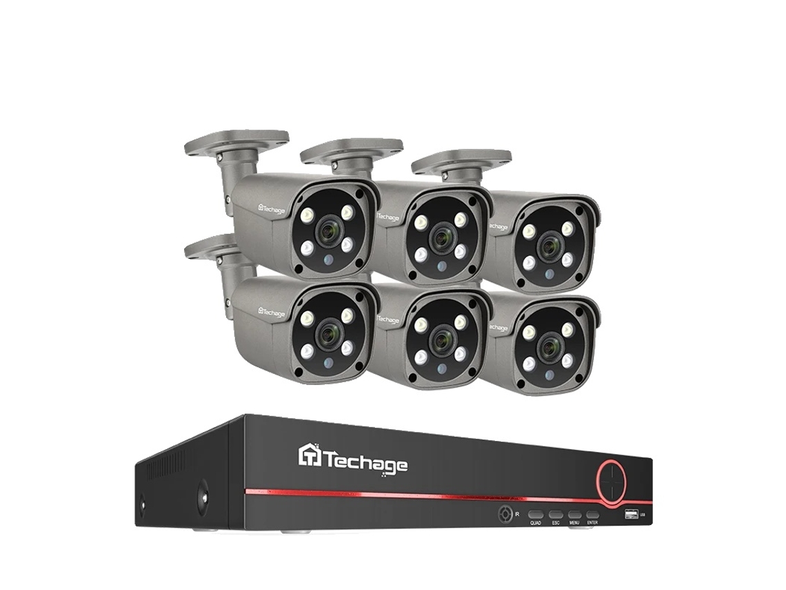 Sistema de cámaras de vigilancia, resolución 4k, fácil acceso móvil, 8 canales, 5 MP, 6 cámaras OEM