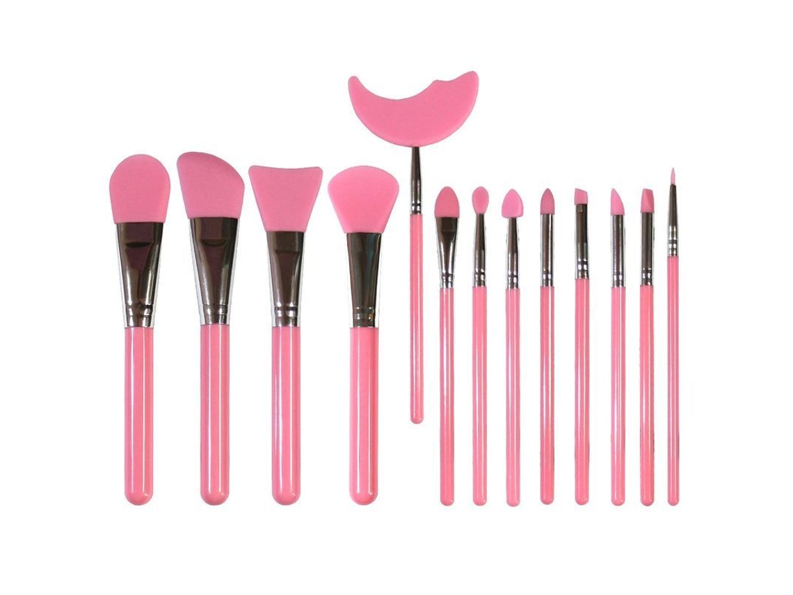 Juego De 13 Brochas De Silicona Para Epoxi, Mascarillas, Cuidado Facial Y Maquillaje (rosa)