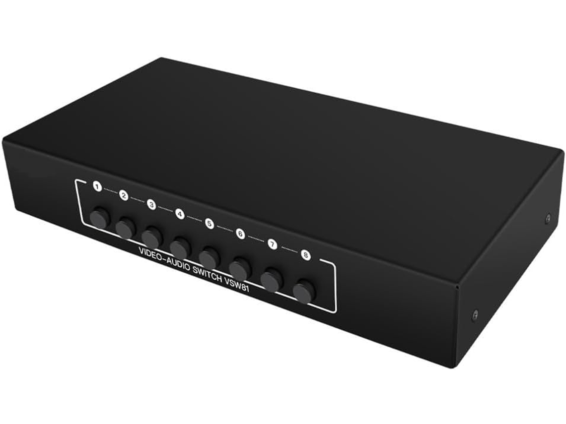 Conmutador Av 8 En 1, Salida De Vídeo Izquierda/derecha, Selector De Audio, Puertos Rca Compuestos.