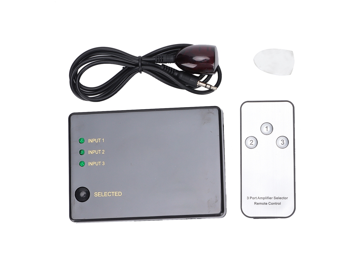 Conmutador HDMI 3 entradas 1 salida 4kx2k con control remoto infrarrojo