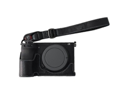Estuche protector de piel de vaca auténtica con gran apertura y correa para la muñeca compatible con la cámara Sony A6700 Facpoet