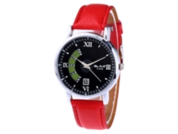 Reloj De Pulsera De Aleación Dial Redondo Analógico De Cuarzo Pareja Rojo