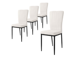 Conjunto de 4 Cadeiras de Jantar ML-DESIGN Brancas com Capa de Veludo e Pernas de Metal