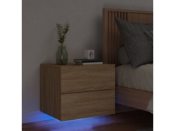 Mesita de Noche Pared Luces Led Marrón