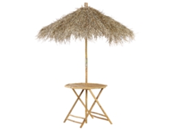 Mesa con sombrilla BELIANI Molise de Madera de bambú Madera clara 85x85x76