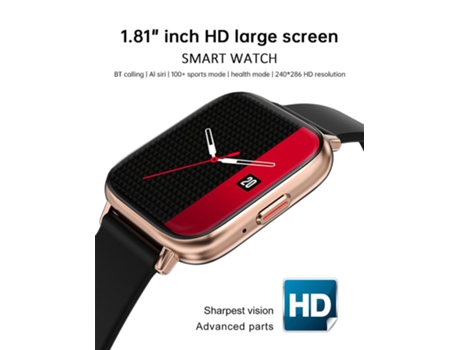 Reloj Inteligente Bluetooth, Pantalla Curva de 1,81 Pulgadas, Compatible con iPhone y Android, Plata VEANXIN