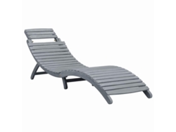 Maison Exclusive - Tumbona con cojín, madera maciza de acacia, gris