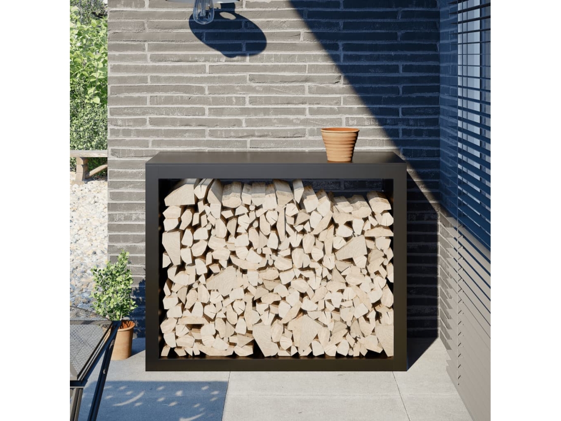 Leñero 100x40x80 cm Acero Negro LOVELY HOME