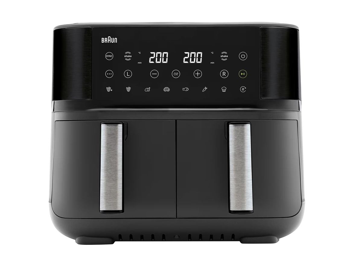 Freidora sin aceite BRAUN Air Fryer 2 en 1 TWINCOOK 3 TD3030IBK (Cajón doble - 8 L - Negro)