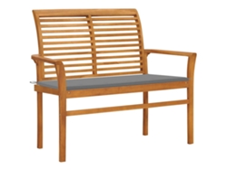 Banco de jardín con cojín gris, 112 cm, teca maciza, DKD Home Decor