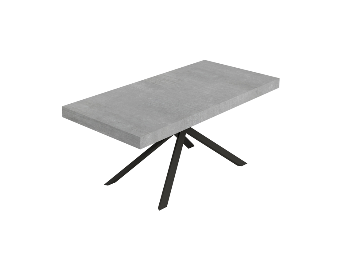 Mesa extensible Niket 180/284x90 cm, patas de hormigón antracita, Itamoby