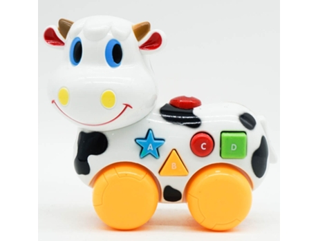 Juguete de Plástico Musical de Animales de Granja Rodantes, Juguetes de Educación Temprana Y Aprendizaje Blanco