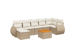 Maison Exclusive - Juego De Sofás De Jardín Con Cojines Beige 8 Pzas Ratán Pe
