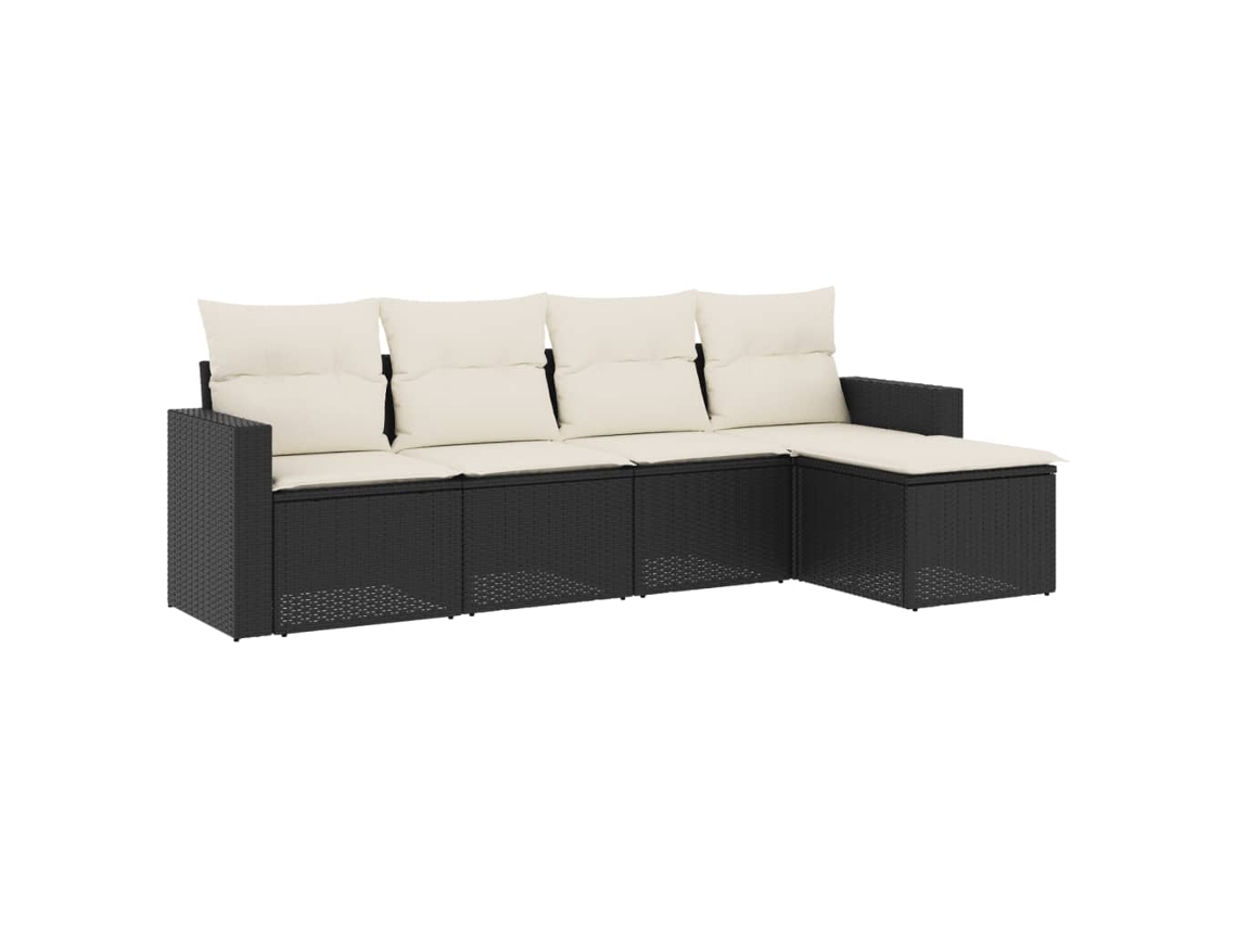 Maison Exclusive - Set De Muebles De Jardín 5 Pzas Y Cojines Ratán Sintético Negro