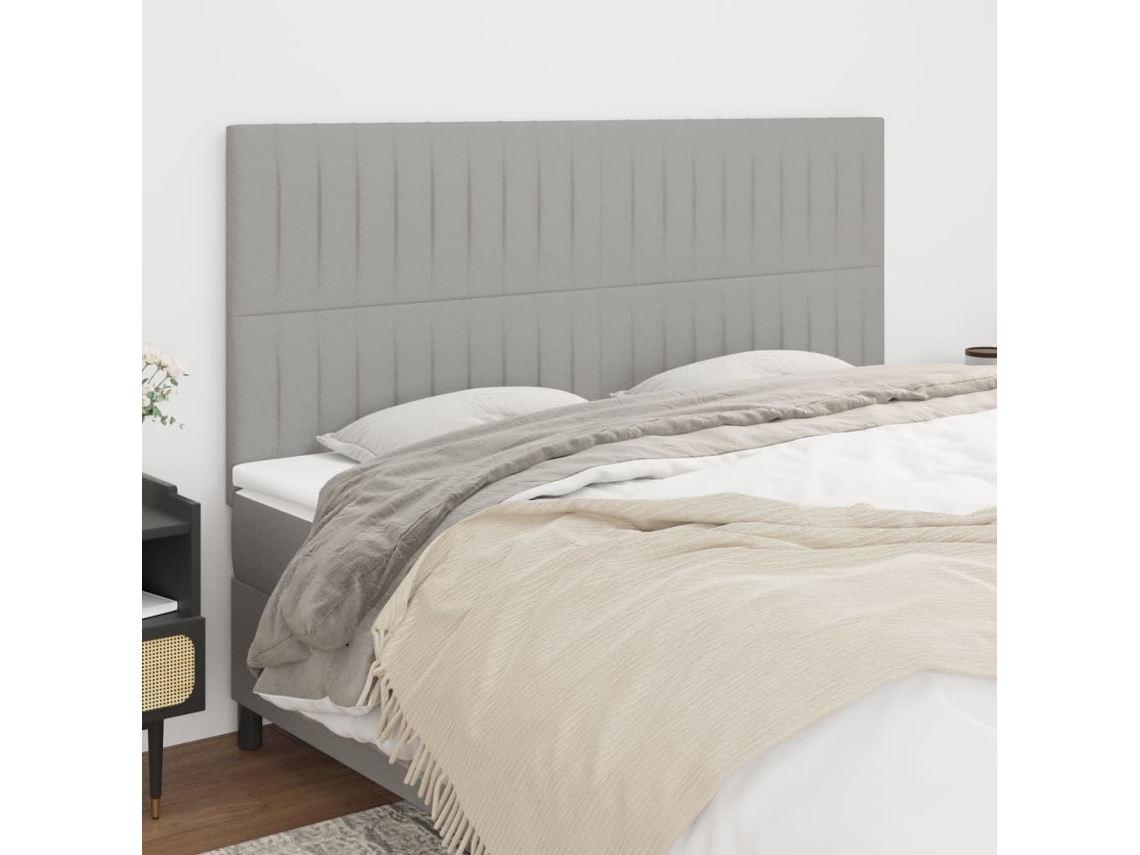 Cabeceros 4 Unidades De Tela Gris Claro 80x5x78/88 Cm