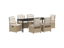 Maison Exclusive - Conjunto De Comedor De Jardín 7 Pcs Beige Y Crema