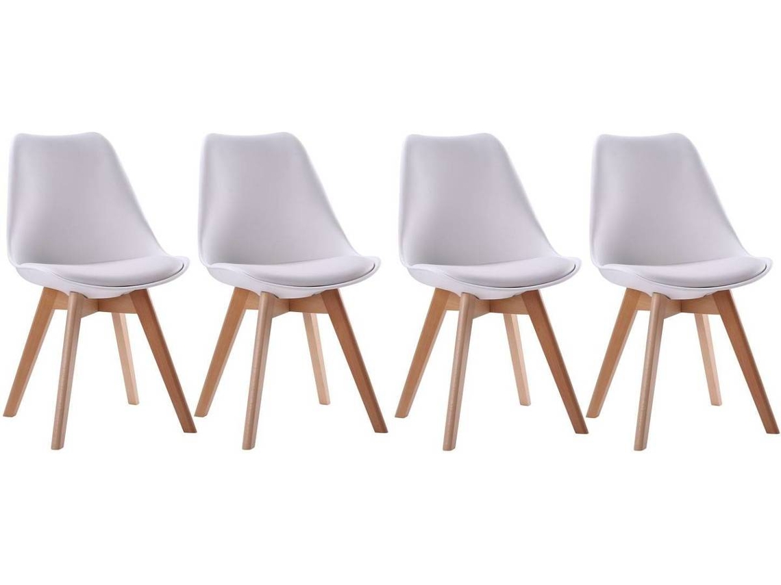 Pack De 4 Sillas Escandinavas Blancas Con Cojín Nora
