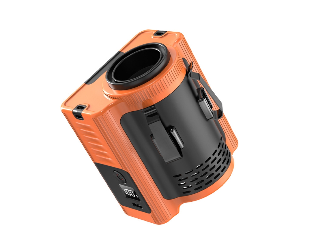 (naranja) Ventilador De Cintura Para Exteriores Recargable Por Usb De 10000 Mah - Batería Duradera - Con Luz Led - Compacto Y Portátil