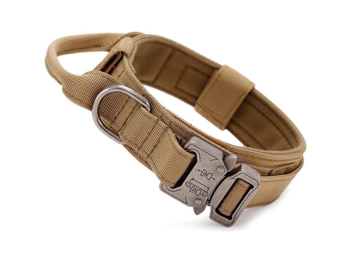Collar táctico para perros con correa de control de nailon ajustable y hebilla metálica para perros medianos, caza y adiestramiento.