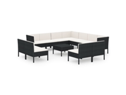 Maison Exclusive - Set Muebles De Jardín 12 Pzas Y Cojines Ratán Sintético Negro