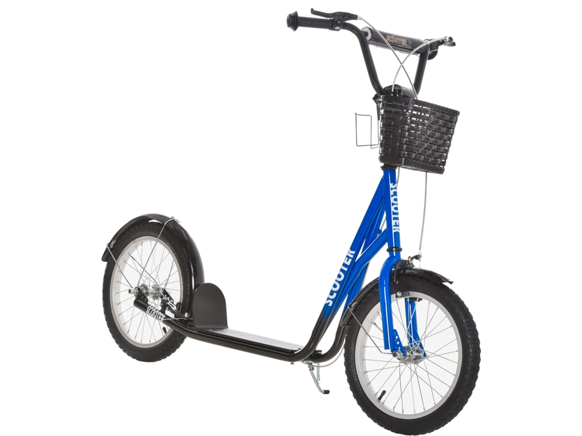 Patinete Infantil Freno Cesta Regulable 5-12 Años Azul Negro