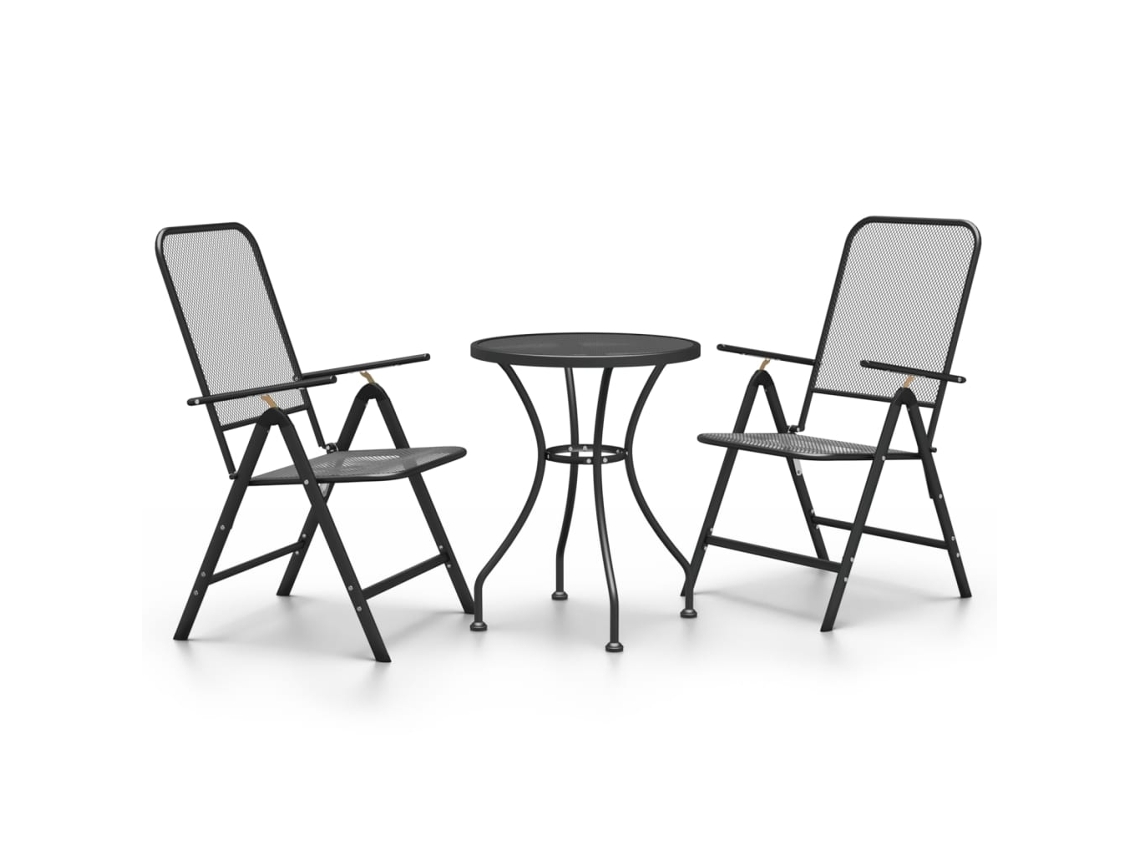 Conjunto 3 de comedor de jardín VIDAXL malla metal expandido antracita