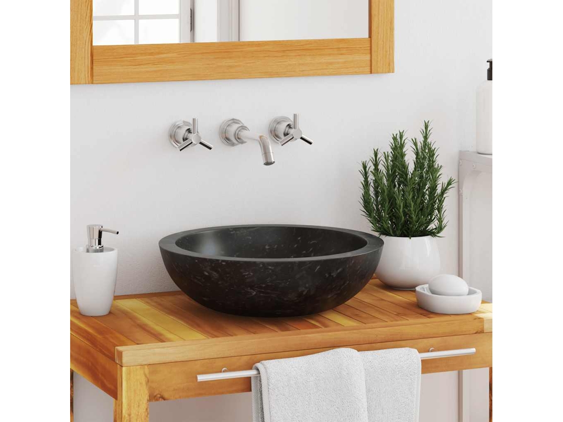 Lavabo 40x12 cm Mármol Negro DKD HOME DECOR