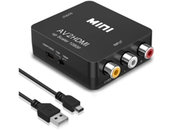 Adaptador convertidor RCA AV compuesto CVBS a HDMI de 1080p con cable de alimentación USB incluido Grabador de video DVD compatible PAL/NTSC Bestvite