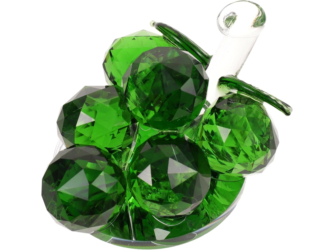 Figura Cristal Verde Delicada Duradera Decoración Oficina Jardín Miniatura Adorno Encantador Resistente Uva