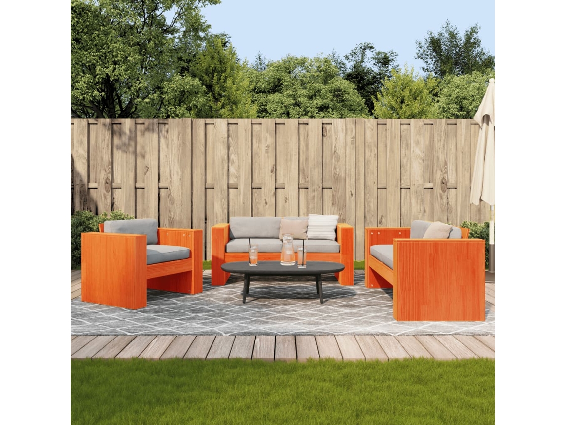 Conjunto de jardín de 2 piezas en pino macizo, marrón miel, DKD Home Decor