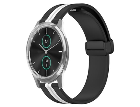 Correa para reloj Garminmove Luxe de silicona de 20 mm con cierre magnético plegable, color negro y blanco VENISYMLIS