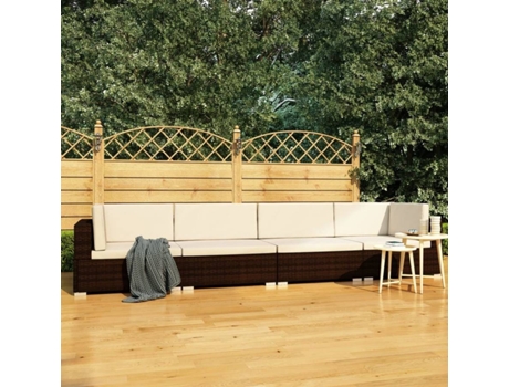 Conjunto 4 Conjunto de sofá de jardín VIDAXL Marrón Poli Ratán (280x70x55 cm)