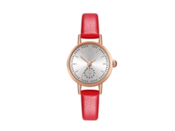 Reloj De Pulsera De Cuarzo De Moda Para Hombre/mujer Con Correa De Pu, Blanco/rojo