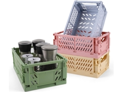 Paquete de 4 mini cestas organizadoras de plástico para estantes, caja de almacenamiento plegable, duradera y confiable (9,8 x 6,5 x 3,8)