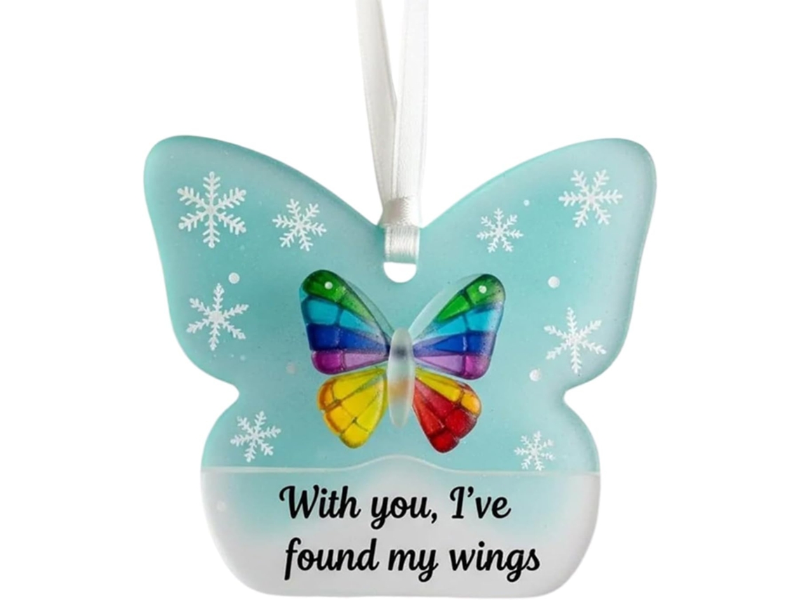 Adornos navideños acrílicos para árbol, juego 2D con cuerda, decoraciones acrílicas colgantes con diseño de mariposa Slowmoose