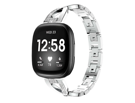 Correa Pulsera Acero Luxury para Fitbit by Google Versa 3 Plateado