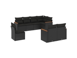 Maison Exclusive - Set De Sofás De Jardín 8 Piezas Y Cojines Ratán Sintético Negro