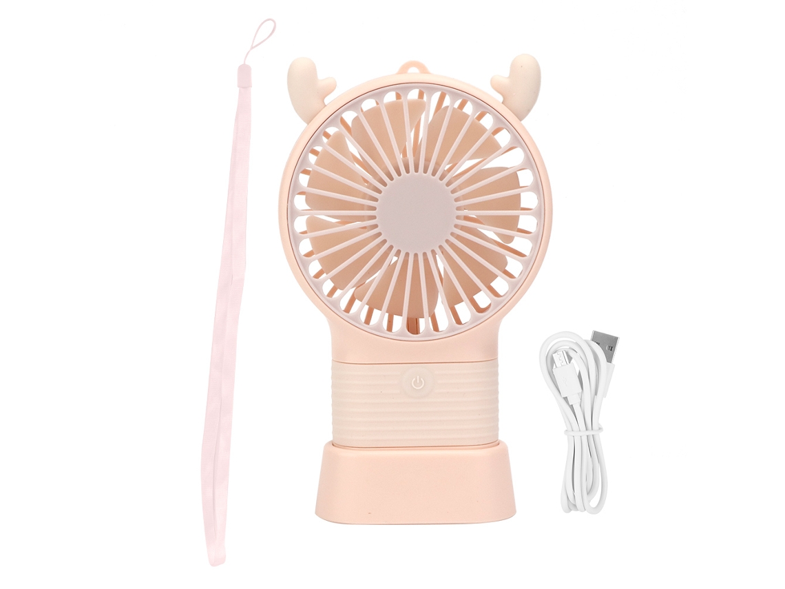 Ventilador portátil Pink Deer, 3 velocidades, carga USB.