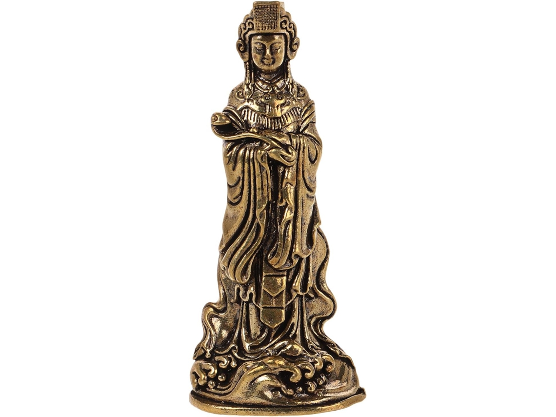 Estatua Retro Diosa Cobre Dorado Elegante Adorno Escritorio Diseño Intrincado Símbolo Buena Suerte Decoración